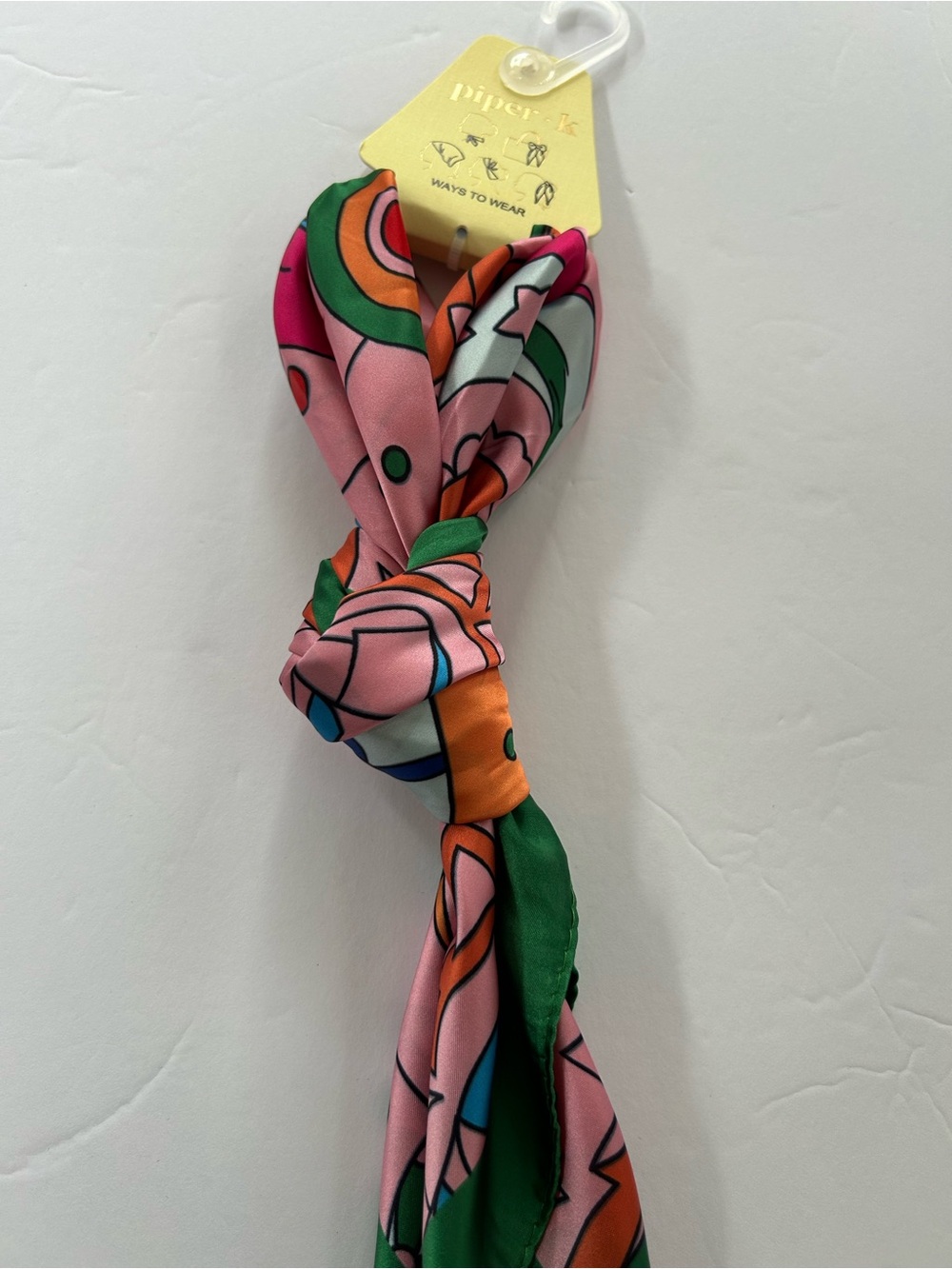 Piper Pink Floral Print Silk Scarf with Green Accents